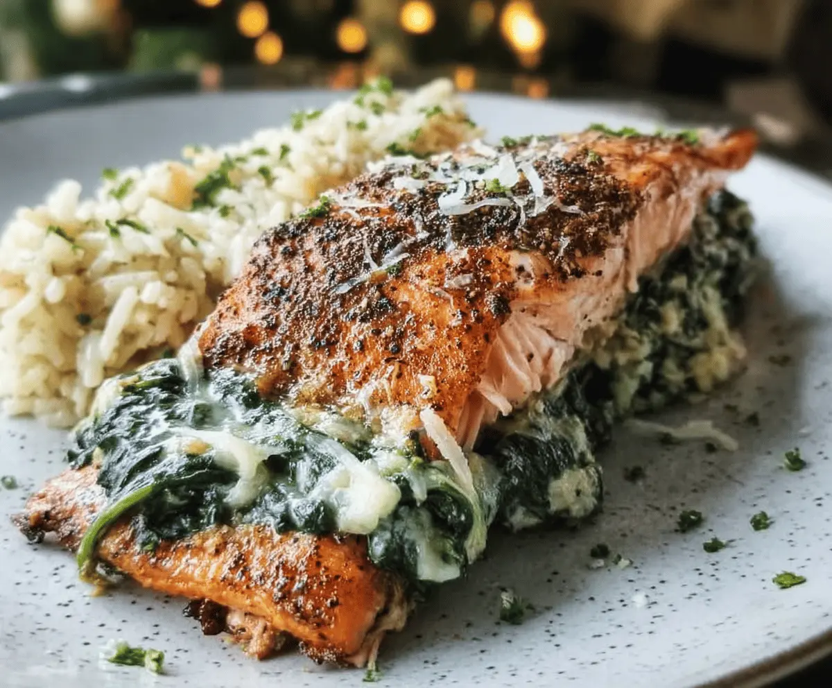 Easy Blackened Salmon Stuffed With Spinach and Parmesan