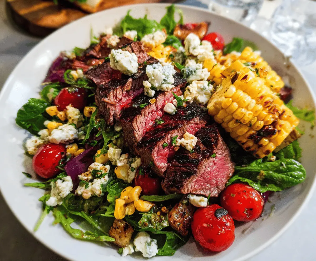 Easy Balsamic Steak Salad with Grilled Corn and Gorgonzola