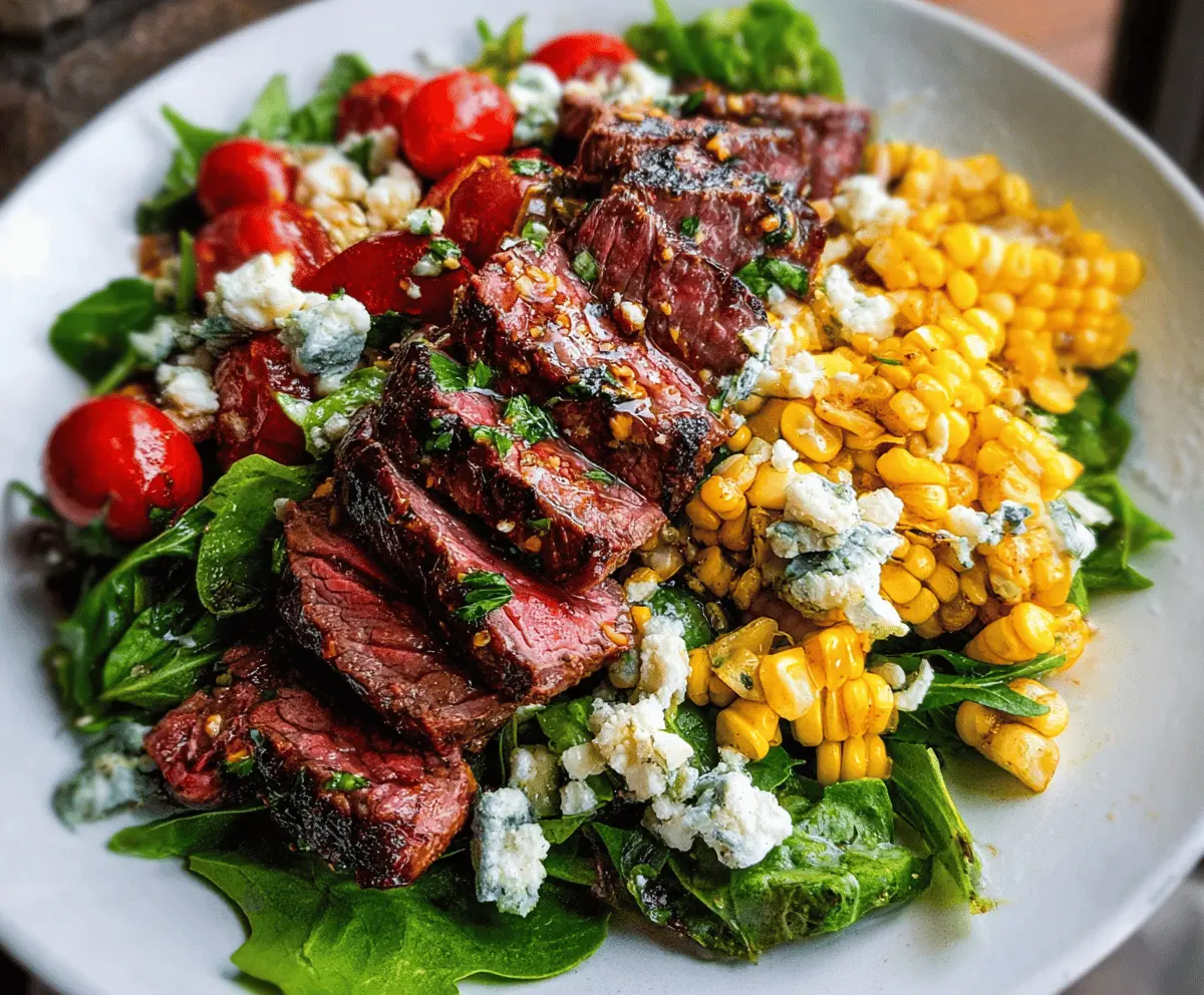 Easy Balsamic Steak Salad with Grilled Corn and Gorgonzola