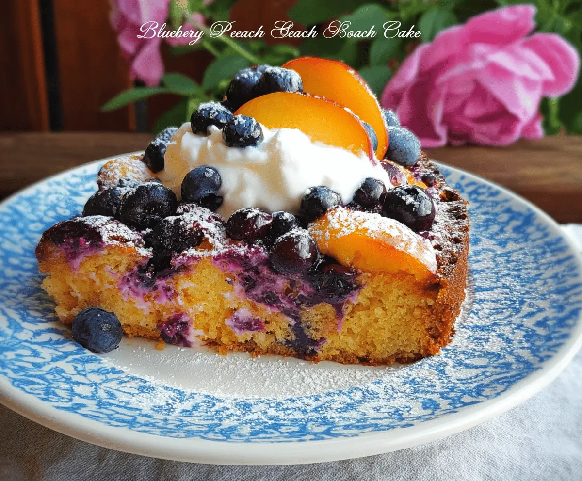 Easy Blueberry Peach Sour Cream Cake for Summer
