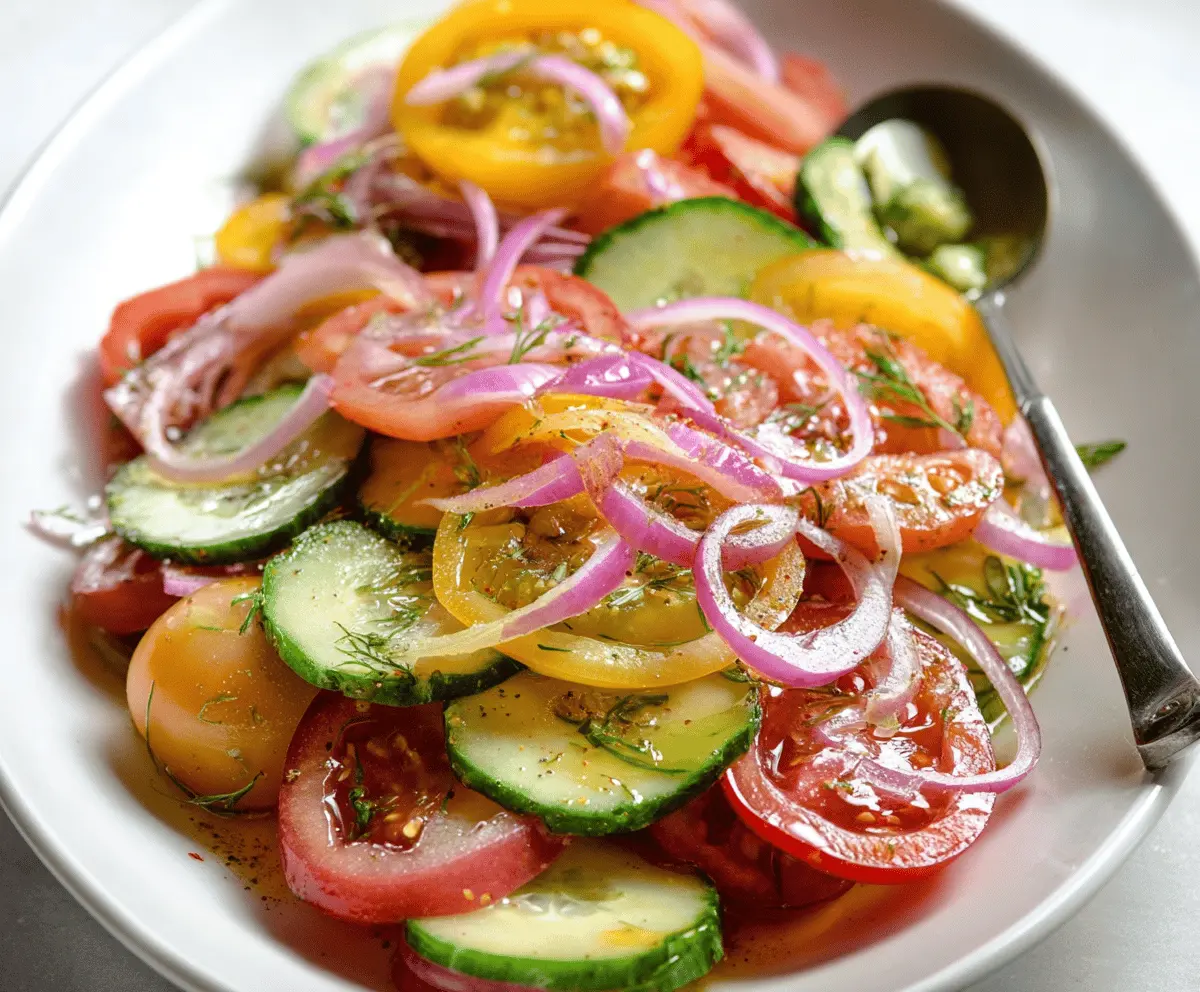 Fresh Cucumber and Heirloom Tomato Salad with Red Onions