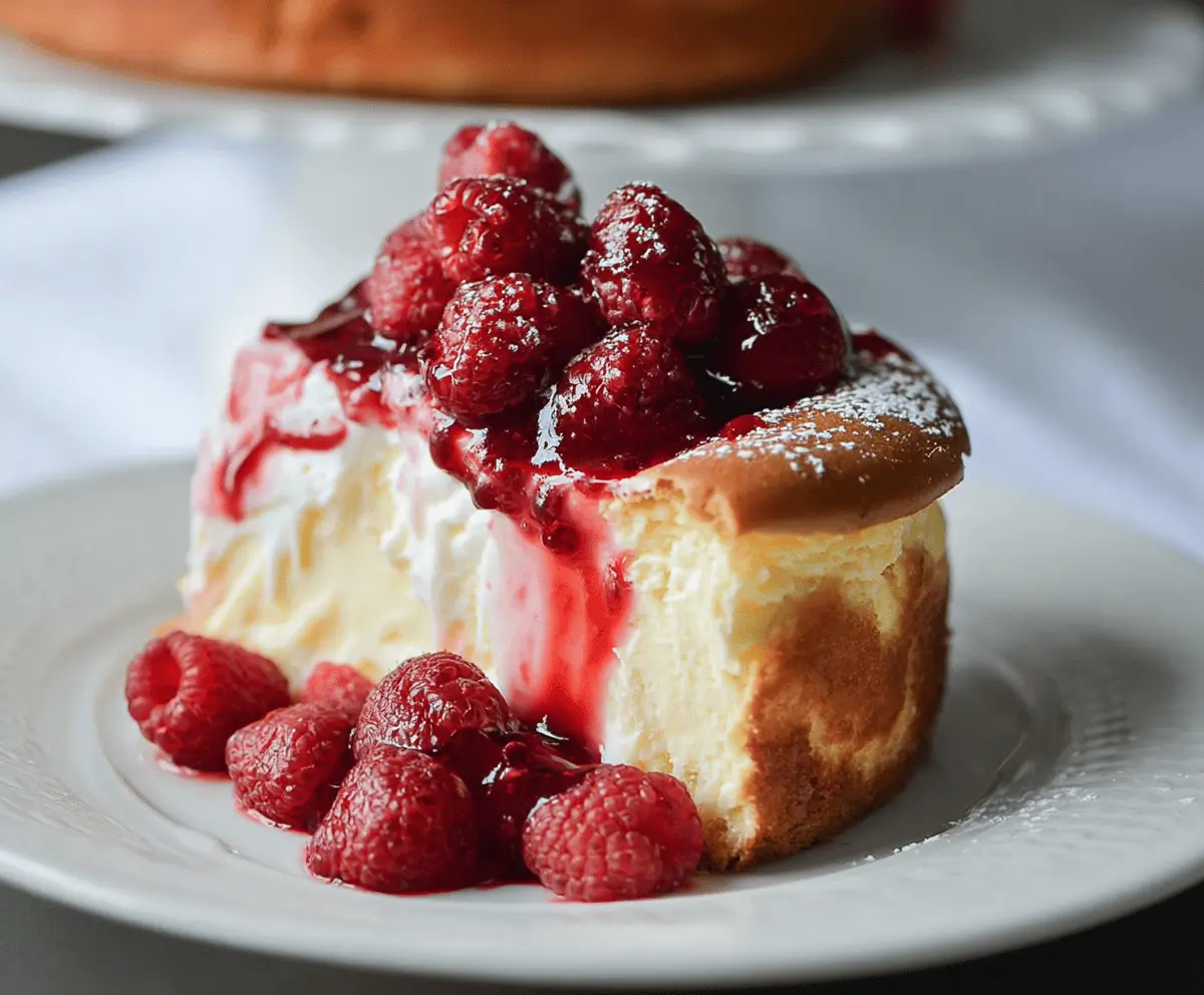 Light and Fluffy Raspberry Lemon Souffle Cheesecake