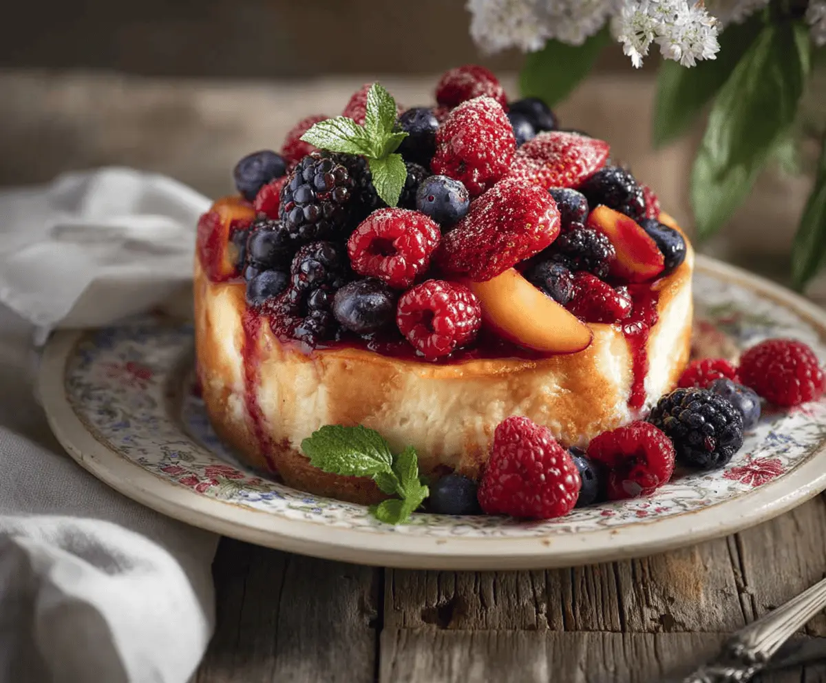 Fresh Summer Berry Peach Cheesecake Recipe