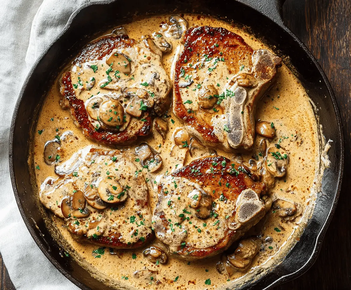 Garlic Pork Chops in Creamy Mushroom Sauce Recipe