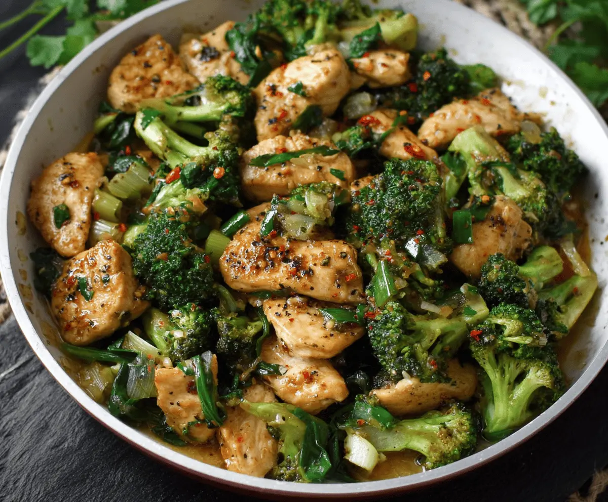 Easy Garlic Chicken with Broccoli and Spinach