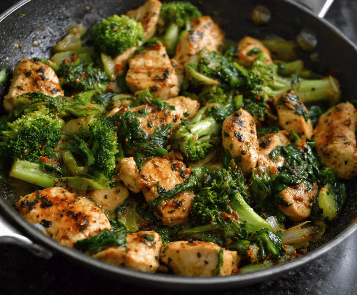 Easy Garlic Chicken with Broccoli and Spinach