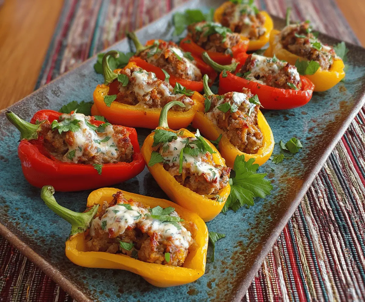 Easy Crockpot Sausage-Stuffed Mini Sweet Peppers