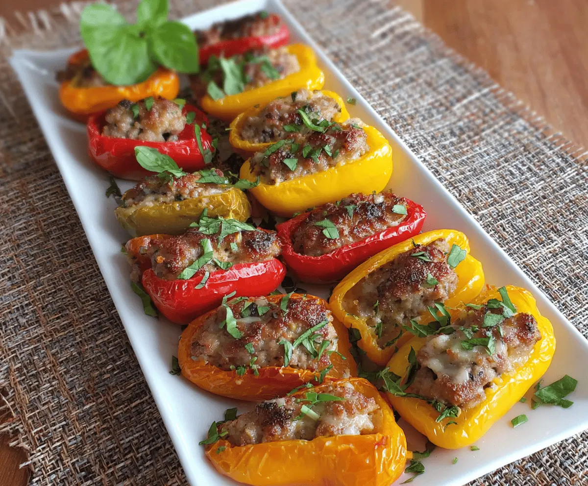 Easy Crockpot Sausage-Stuffed Mini Sweet Peppers