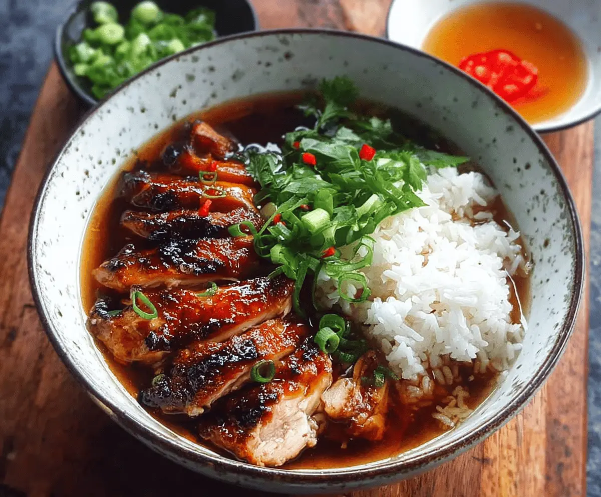 Caramelised Soy Chicken in Garlic Ginger Broth with Rice