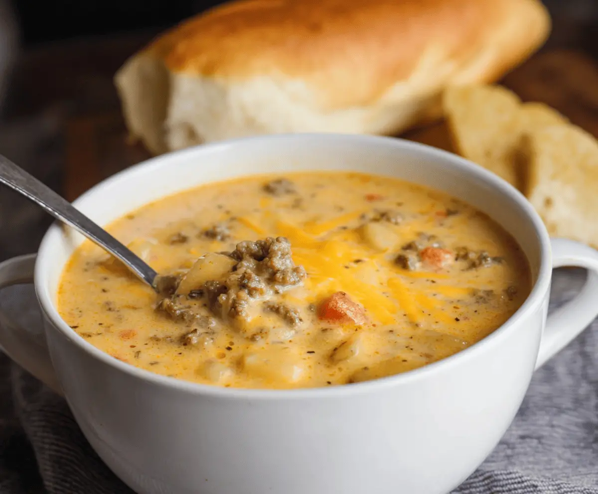 Cheesy Hamburger Potato Soup