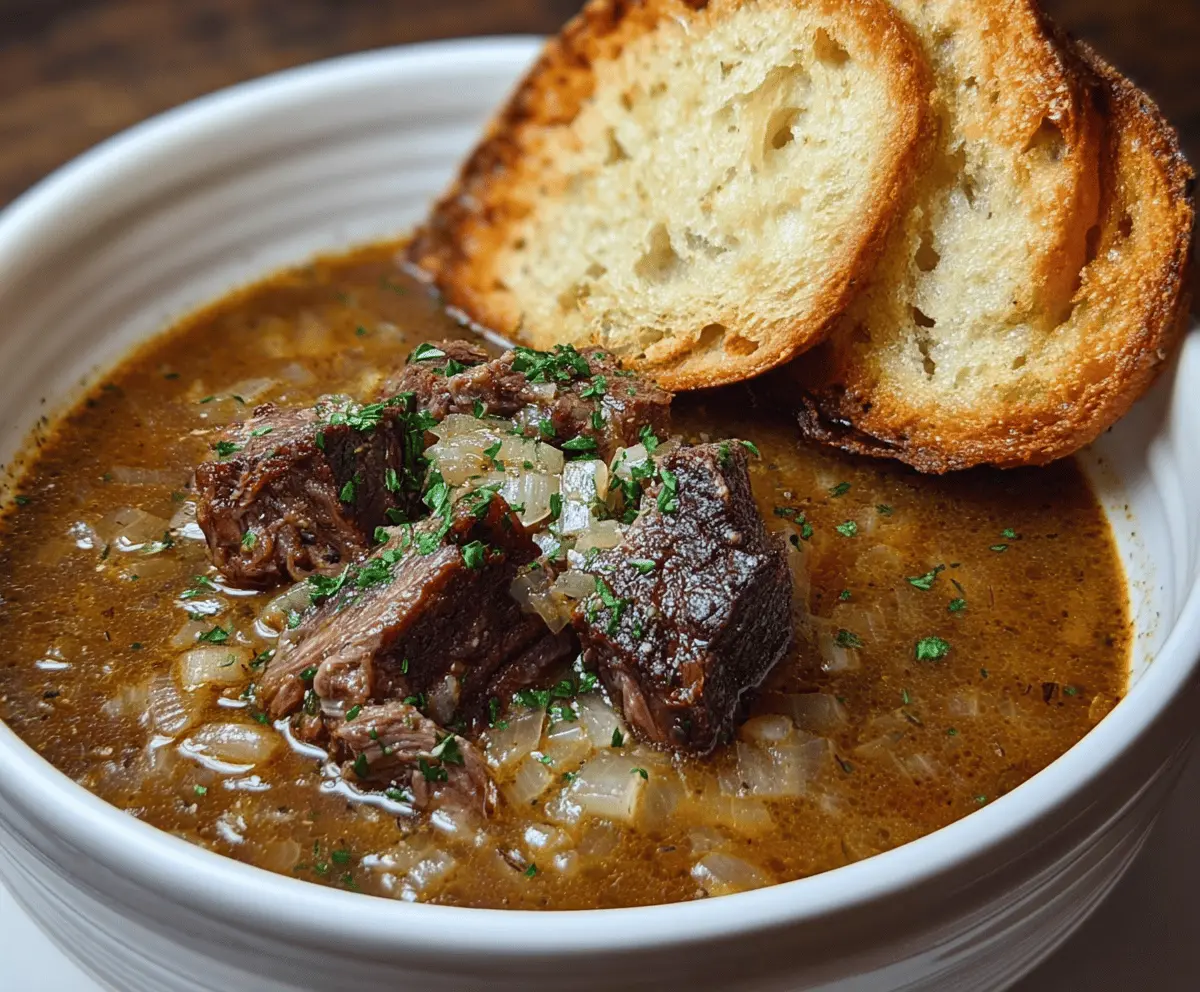 French Onion Beef Short Rib Soup