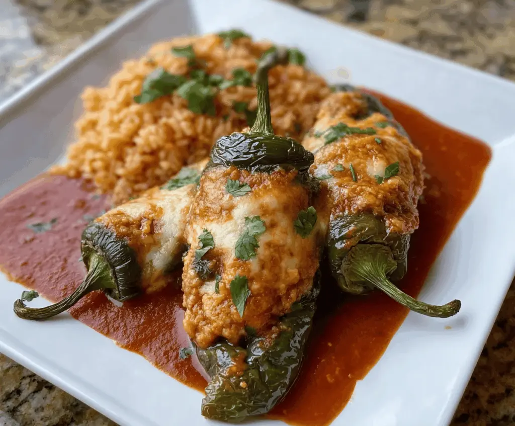 Delicious homemade Hatch Chile Rellenos featuring roasted hatch chiles stuffed with cheese and coated in a crispy batter, perfect for a flavorful appetizer or main dish.