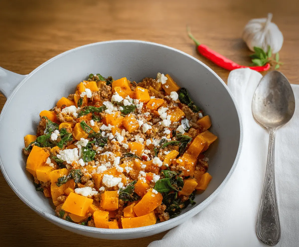 Ground Turkey Butternut Squash Skillet