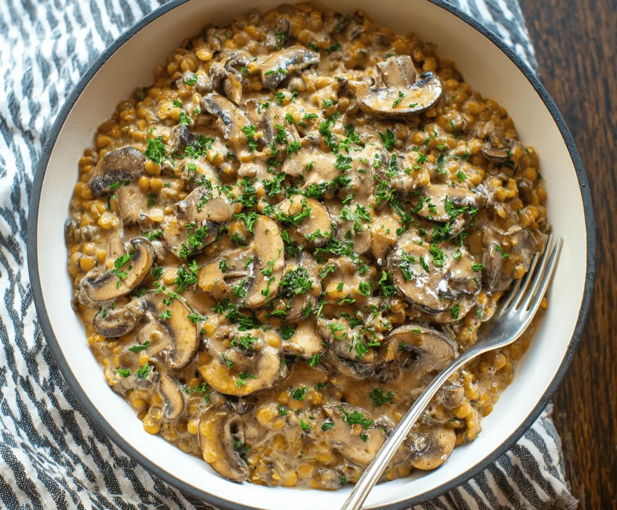 Lentil Mushroom Stroganoff
