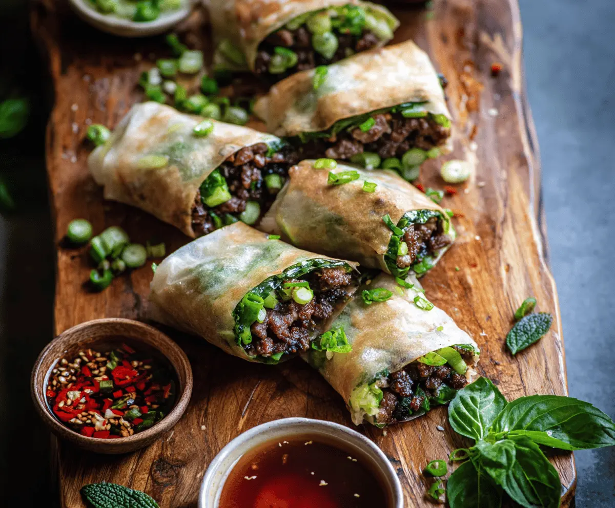 Thai Basil Beef Rolls