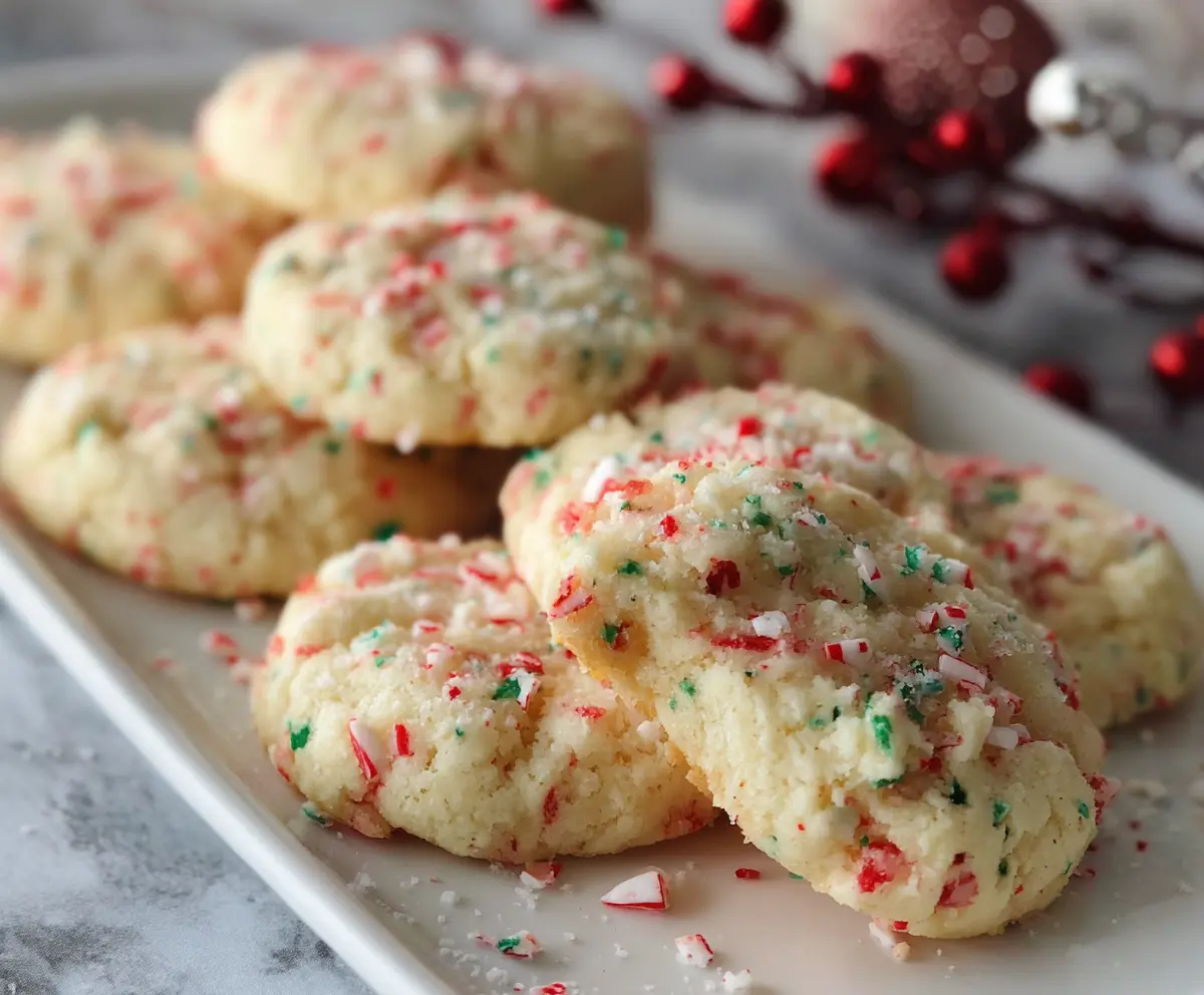 Easy Candy Cane Whipped Shortbread Cookies