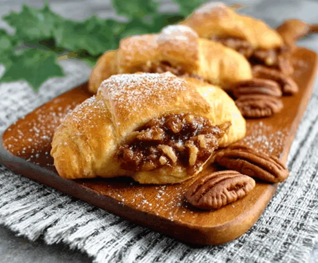 Delicious pecan pie crescent rolls with golden crust and sweet pecan filling
