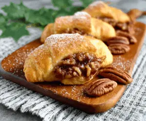 Delicious pecan pie crescent rolls with golden crust and sweet pecan filling