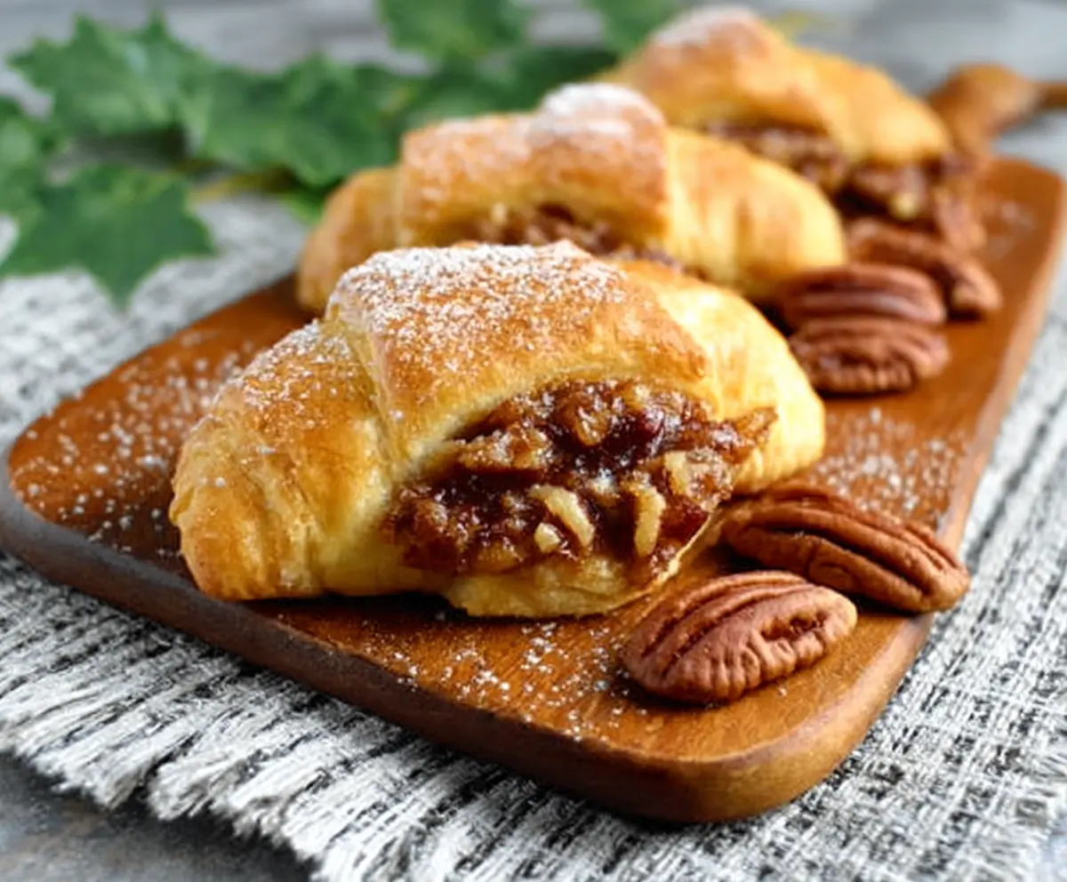 Delicious pecan pie crescent rolls with golden crust and sweet pecan filling