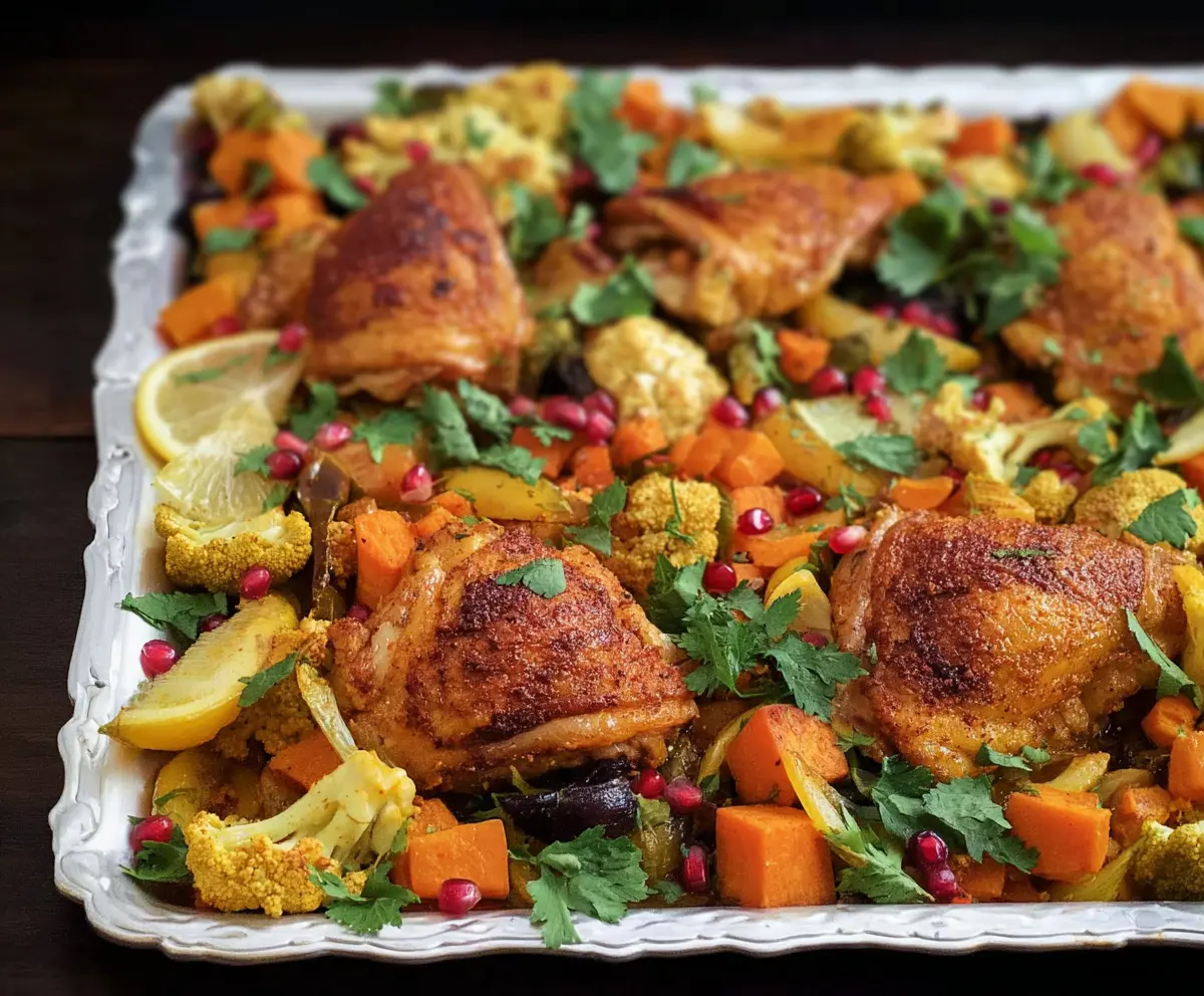 Moroccan Chicken Thigh Sheet Pan Dinner