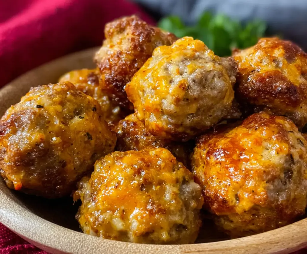 Delicious spicy sausage balls made without Bisquick, perfect for snacks or appetizers.