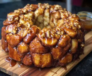 Delicious Monkey Bread with a Twist featuring gooey caramelized dough and sweet toppings
