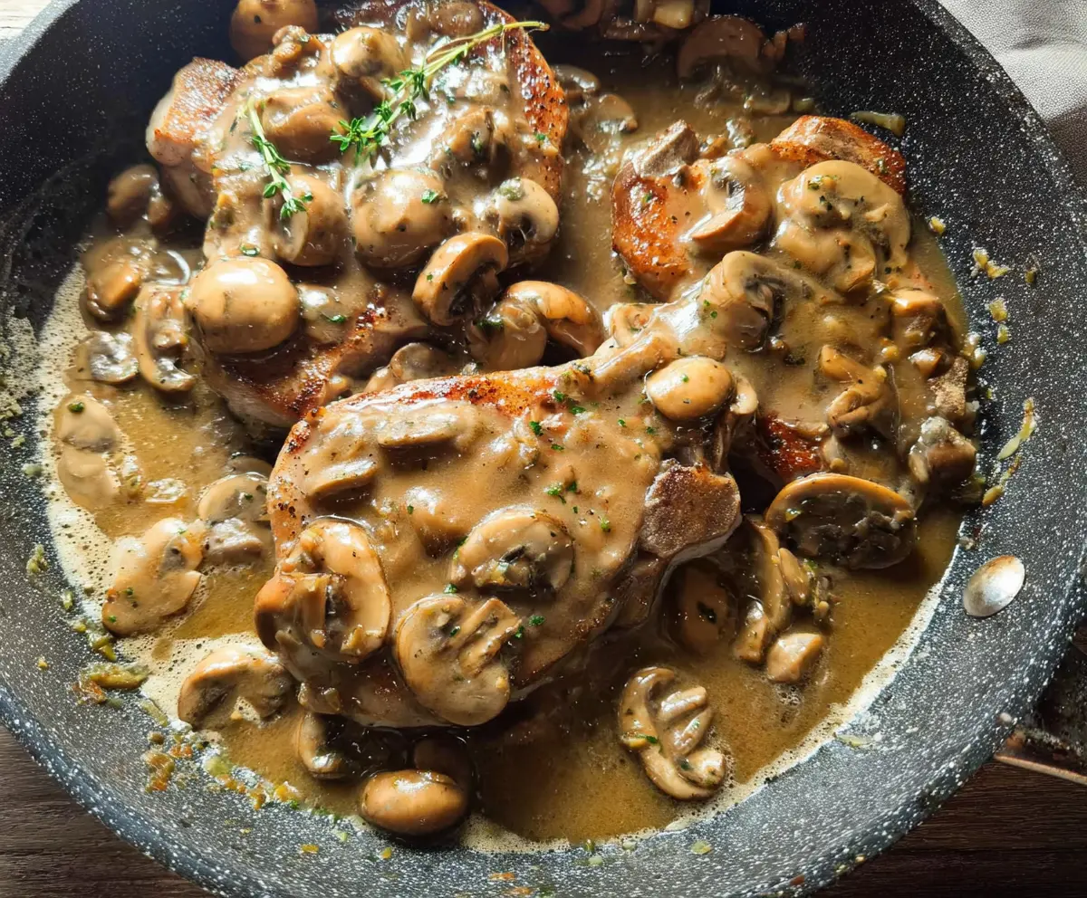 Pork Chops with Mushroom & Shallot Gravy