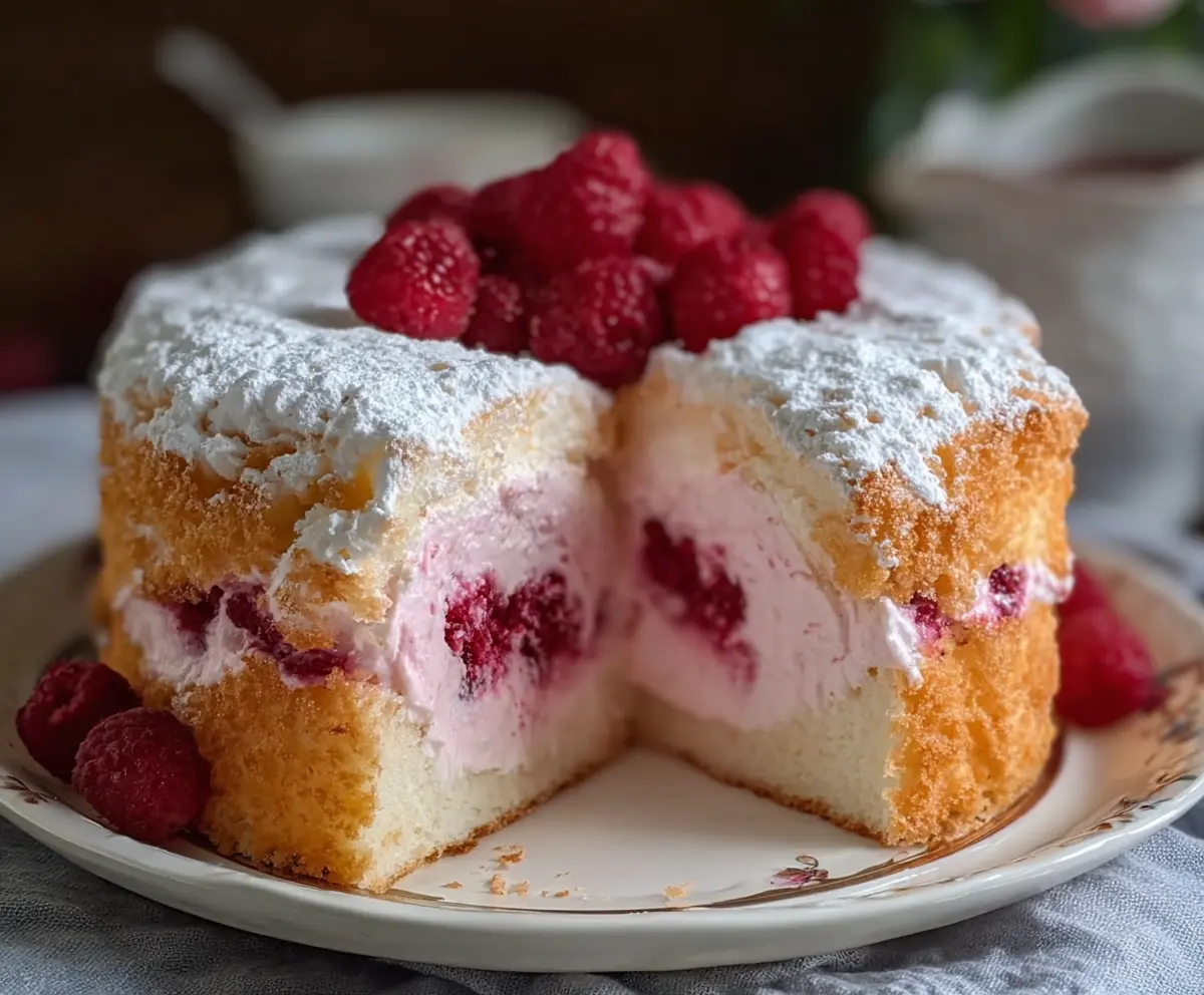 Raspberry Angel Food Cake